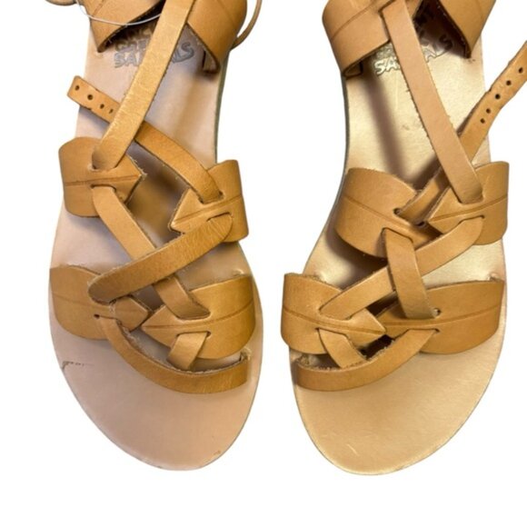 ANICENT GREEK SANDALS Tan Leather 'Filareskia' High Gladiator Sandals 38 New* - Picture 5 of 9